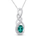 Load image into Gallery viewer, Jewelili Sterling Silver With Created Emerald and Created White Sapphire Twisted Pendant Necklace
