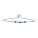 Load image into Gallery viewer, Jewelili Sterling Silver 4x2 MM Baguette Simulated Green Emerald and Round Created White Sapphire Bolo Bracelet, 9.5&quot;
