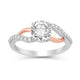 Load image into Gallery viewer, Jewelili Engagement Ring with Created White Sapphire in Rose Gold over Sterling Silver View 1
