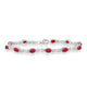 Load image into Gallery viewer, Jewelili Bracelet in Sterling Silver with Oval Created Ruby and Round Created White Sapphire View 1
