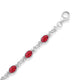 Load image into Gallery viewer, Jewelili Bracelet in Sterling Silver with Oval Created Ruby and Round Created White Sapphire View 2
