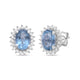 Load image into Gallery viewer, Jewelili Sterling Silver Oval Cut Aquamarine and Round Created White Sapphire Stud Earrings
