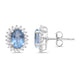 Load image into Gallery viewer, Jewelili Sterling Silver Oval Cut Aquamarine and Round Created White Sapphire Stud Earrings
