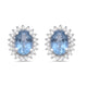 Load image into Gallery viewer, Jewelili Sterling Silver Oval Cut Aquamarine and Round Created White Sapphire Stud Earrings
