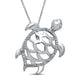 Load image into Gallery viewer, Jewelili Turtle Pendant Necklace Diamond Jewelry in Sterling Silver - View 1
