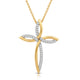 Load image into Gallery viewer, Jewelili 18K Yellow Gold Over Sterling Silver With 1/10 CTTW Diamonds Cross Pendant Necklace
