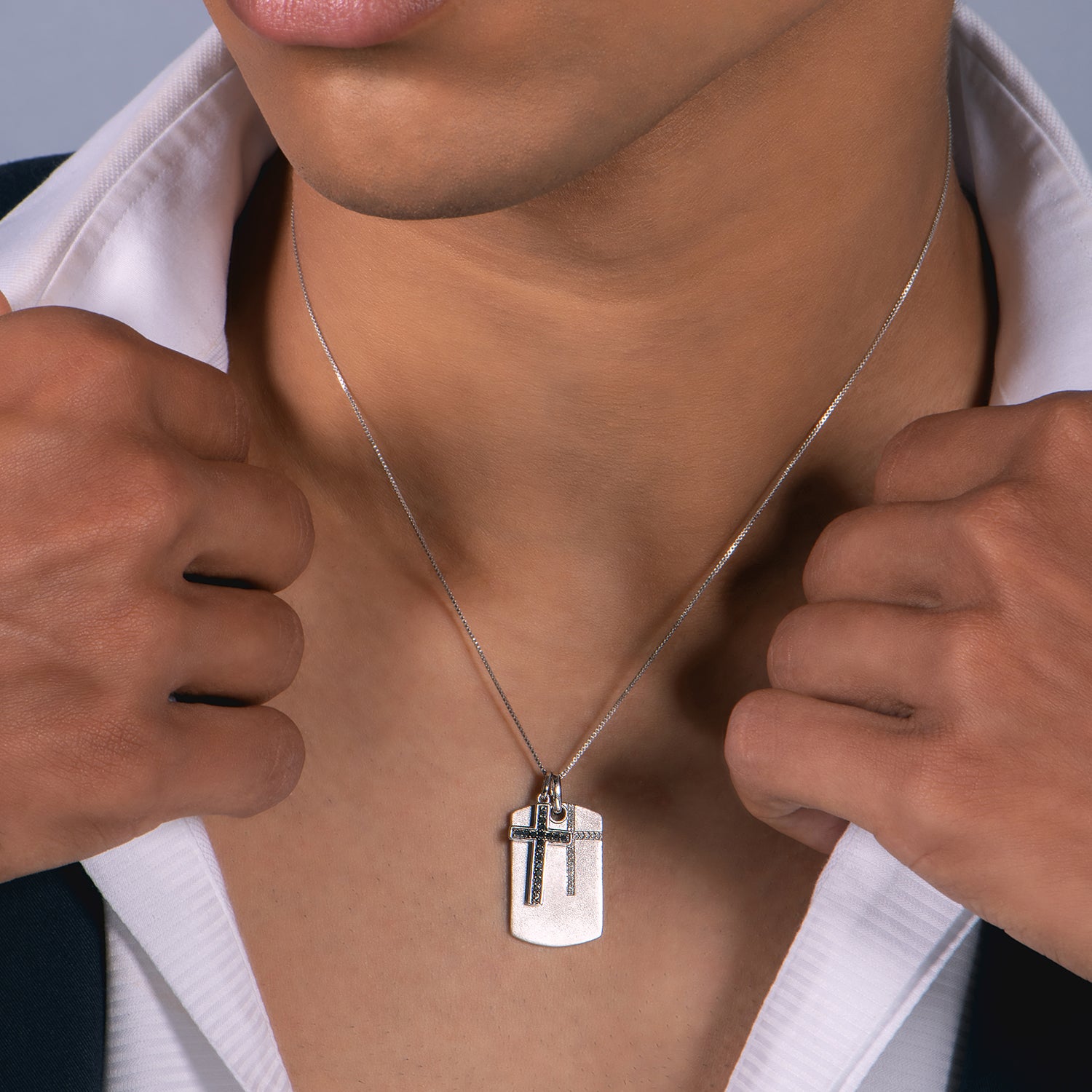 Men's Sterling Silver Dog Tag - Necklace – Kaizarin Jewellery