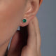 Load image into Gallery viewer, Jewelili 10K Yellow Gold Round Created Emerald and Created White Sapphire Stud Earrings
