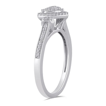 Jewelili 10k White Gold with 1/4 CTTW Natural