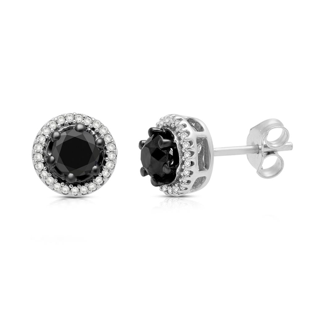 Studs Round Black Onyx Stone White Gold Earrings at Rs 7000/pair in Surat