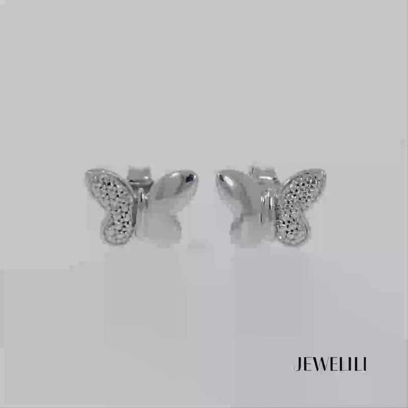 150-4104 - 18k White Gold Diamond Butterfly Earrings – H.L. ...