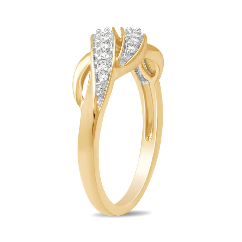 Jewelili Ring with White Round Diamonds in 10K Yellow Gold 1/4 CTTW View 4