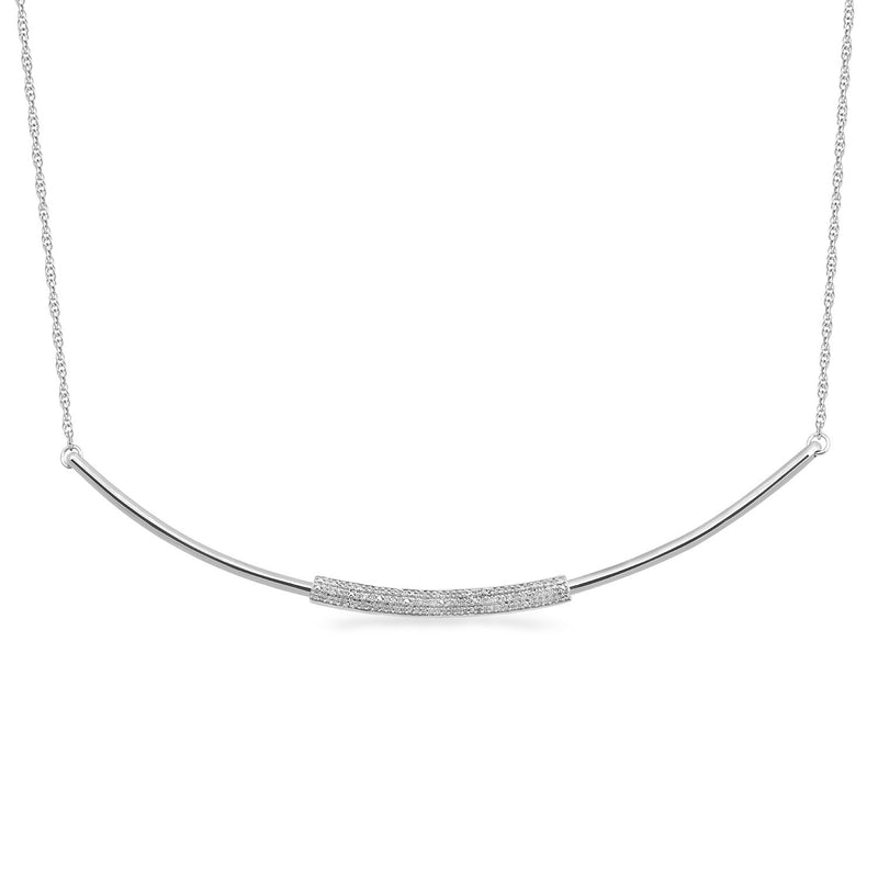 Jewelili Sterling Silver With 1/5 CTTW Diamonds Pendant Necklace