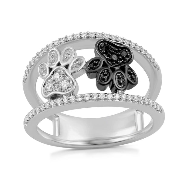 Jewelili Sterling Silver with 1 4 CTTW Treated Black and White Diamond