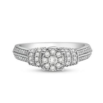 Jewelili Sterling Silver With 1/2 CTTW White 