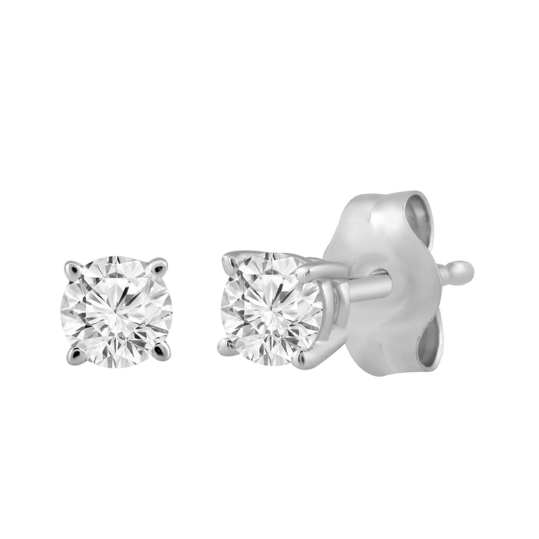 Jewelili 14K White Gold With 1/3 CTTW Diamonds Stud Earrings