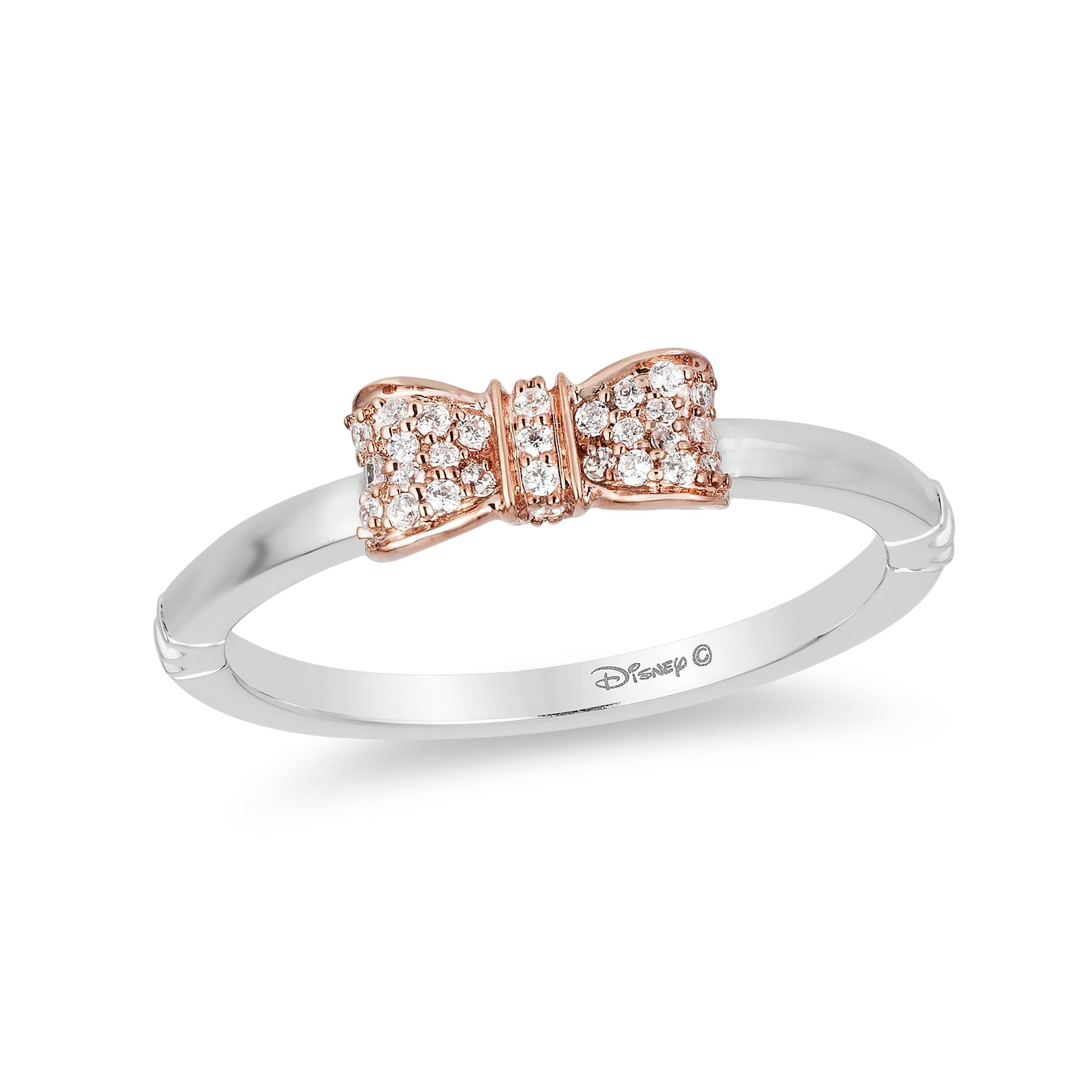 Enchanted Disney Snow White Diamond Bow Ring 14K White & Rose Gold