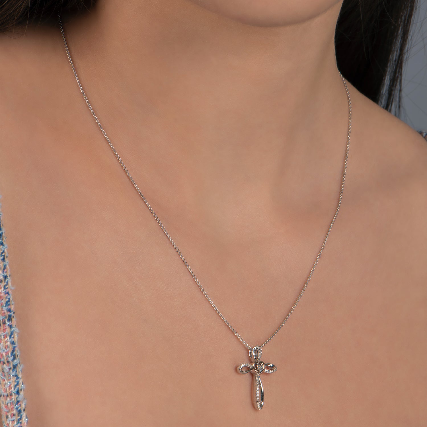 Jewelili Cross Pendant Necklace Jewelry in Gold