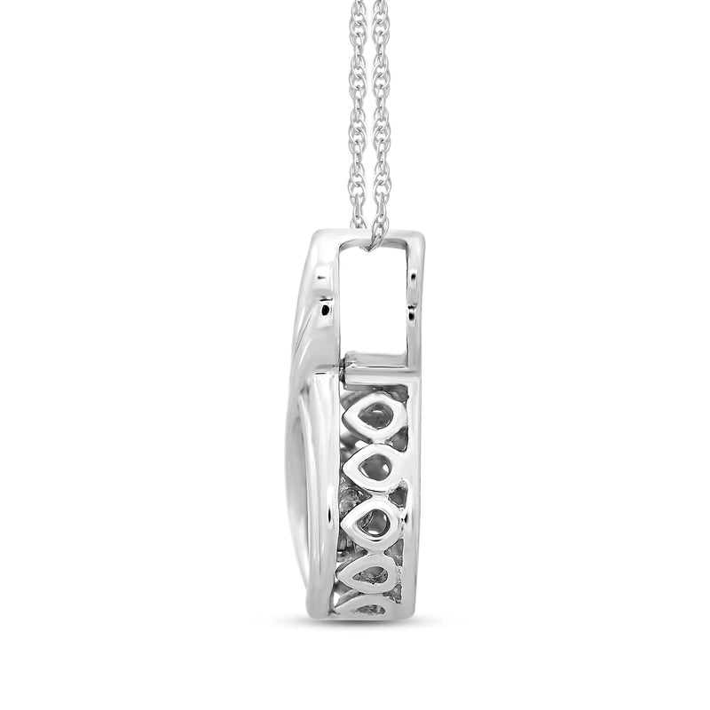 Jewelili Infinity Pendant Necklace with Natural White Round Dancing Diamonds in Sterling Silver View 2