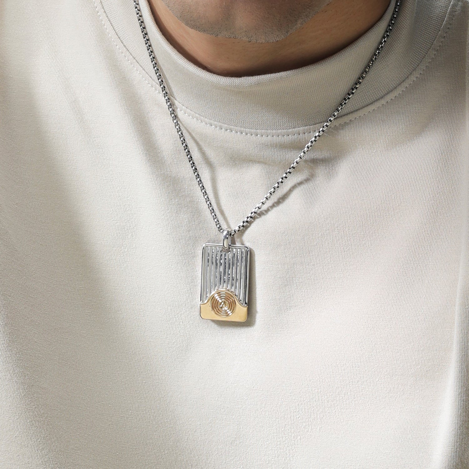 Jewelili Men's Dog Tags Cross Pendant Necklace Diamond Jewelry in