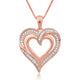 Load image into Gallery viewer, Jewelili Heart Pendant Necklace with Round and Baguettes Natural Diamonds in 14K Rose Gold over Sterling Silver 1/4 CTTW View 1
