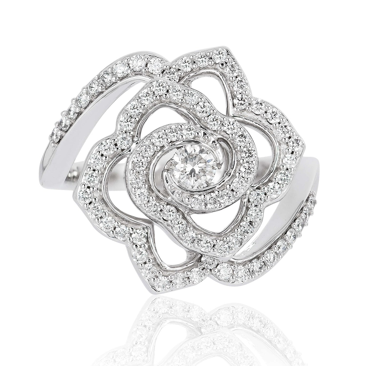 Enchanted Disney Belle Diamond Ring 14K White Gold Jewelry & 5/8 CTTW ...