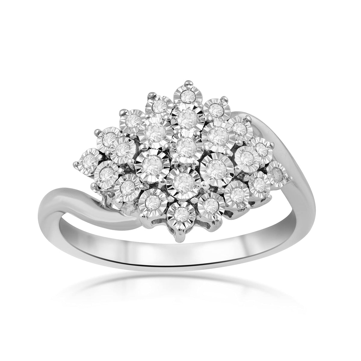 Jewelili Sterling Silver 1/5 CTTW Natural White Round Diamonds Miracle