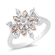 Load image into Gallery viewer, Enchanted Disney Fine Jewelry Sterling Silver and 10K Rose Gold with 3/8cttw Diamonds Elsa Snowflake Ring.
