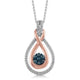 Load image into Gallery viewer, Jewelili Rose Gold Over Sterling Silver With 1/10 CTTW Treated Blue and White Natural Diamonds Swirl Pendant Necklace
