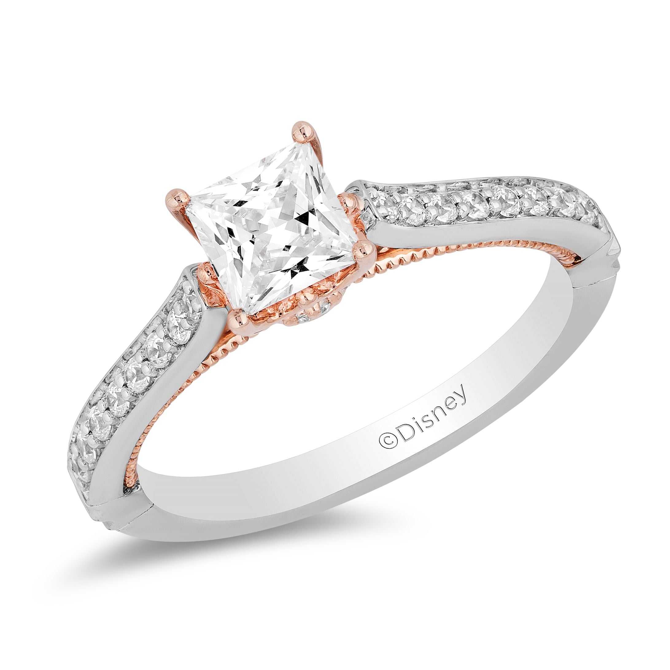 Disney Majestic Princess Inspired Diamond Crown Engagement Ring in 14K  White Gold and Rose Gold 1 CTTW